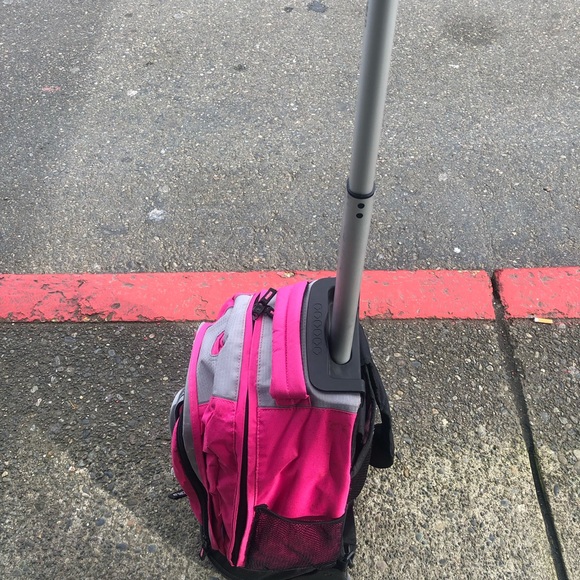 Sundance Girl’s Pink Gray Laptop Rolling Backpack (19.5 Inch) - Picture 6 of 10